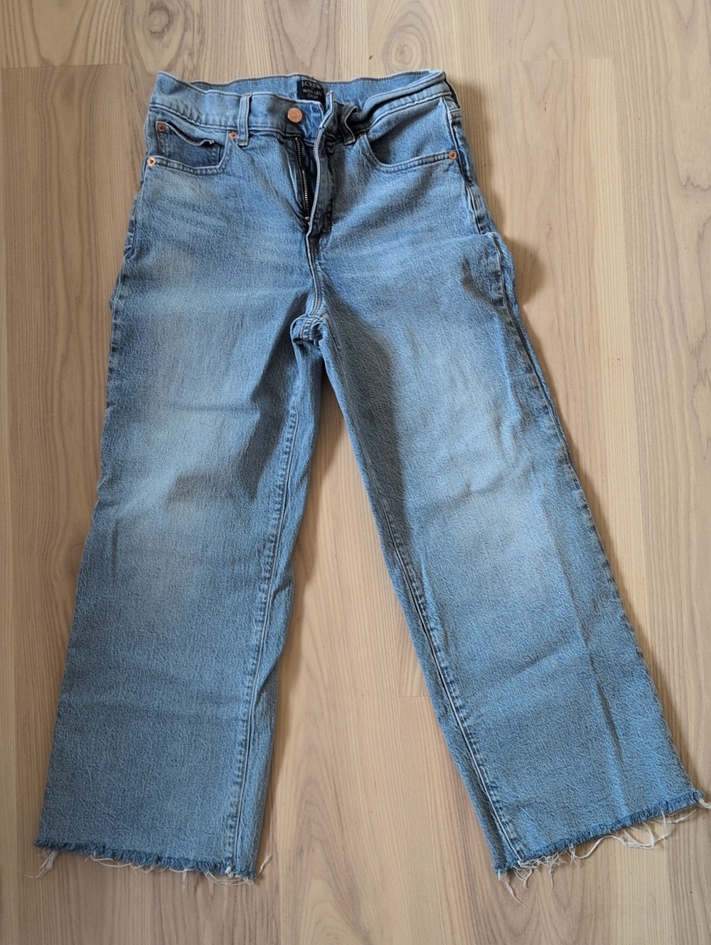 J. Crew Medium Wash Wide-Leg Crop Jeans